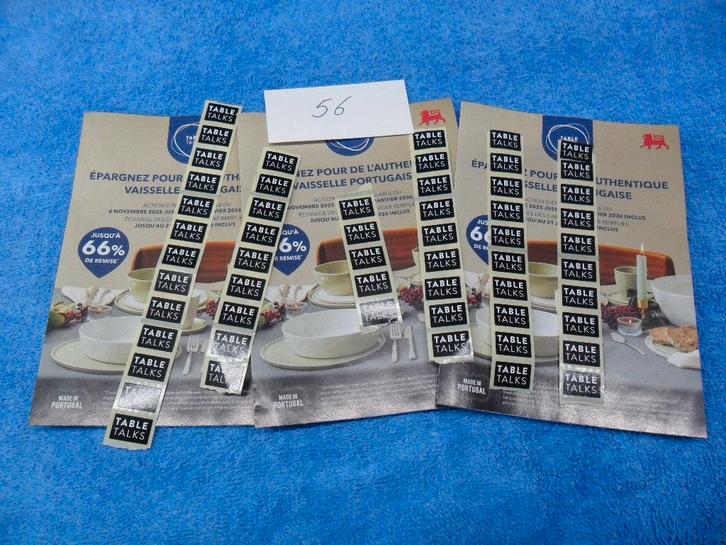 56 Delhaize Table Talks-stempels, de keuze is aan jou, Verzamelen, Supermarktacties, Overige supermarkten, Ophalen of Verzenden