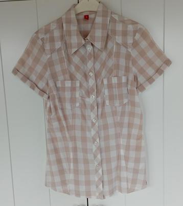 edc by Esprit wit-beige geruite overhemdblouse beschikbaar voor biedingen
