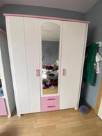 Set van witte en roze slaapkamermeubels, 100 tot 150 cm, 150 tot 200 cm, Met hangruimte, 50 tot 75 cm