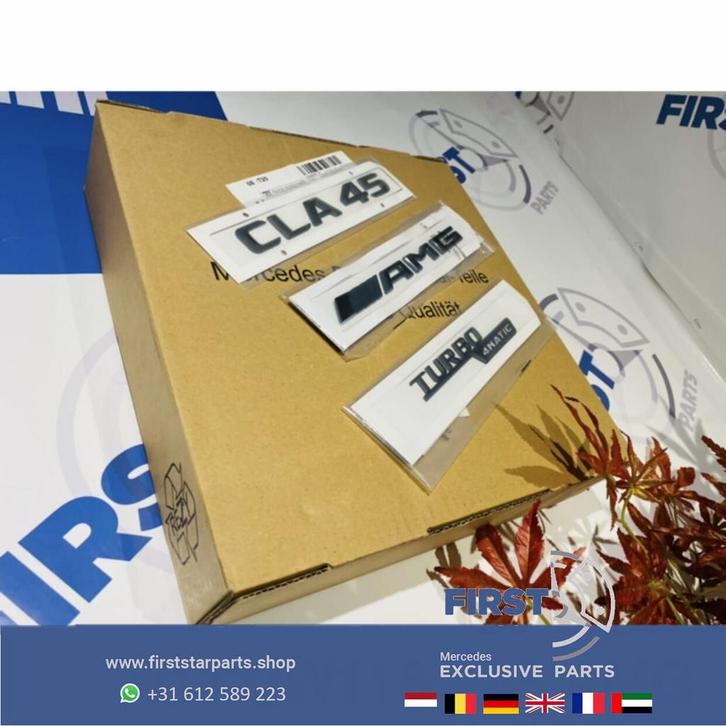 W117 C117 CLA 45 AMG LOGO SET ZWART EMBLEMEN Mercedes CLA45, Auto-onderdelen, Carrosserie, Mercedes-Benz, Gebruikt, Ophalen of Verzenden