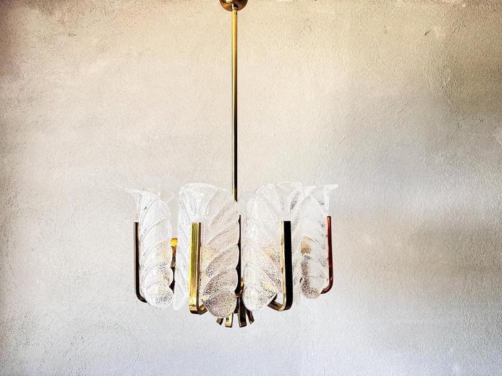Vintage hanglamp Carl Fagerlund, Huis en Inrichting, Lampen | Hanglampen, Gebruikt, 50 tot 75 cm, Glas, Metaal, Ophalen of Verzenden