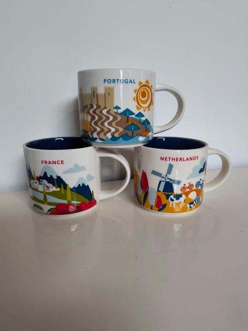 3 Starbucks mokken bekers You Are Here, Verzamelen, Porselein, Kristal en Bestek, Zo goed als nieuw, Kop en/of schotel, Porselein