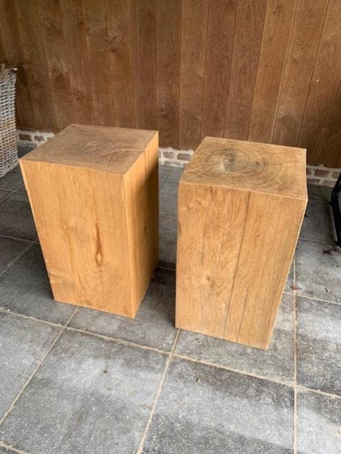 Houten sokkels  - blokken volle eik, Huis en Inrichting, Woonaccessoires | Zuilen en Pilaren, Gebruikt, Ophalen