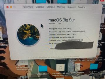 iMac 21.5 inch Mid 2011, Enlèvement ou Envoi, 16 GB, IMac