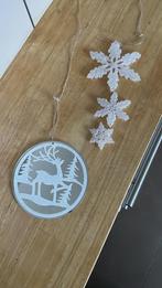 Kerstversiering vintage sneeuwvlok en hert, Ophalen of Verzenden, Zo goed als nieuw