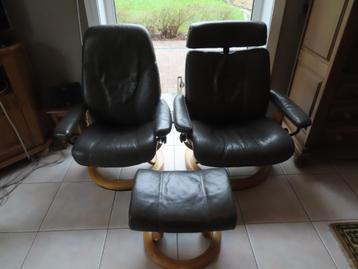 Lot de 2 fauteuils et 1 repose pieds Stressless beschikbaar voor biedingen