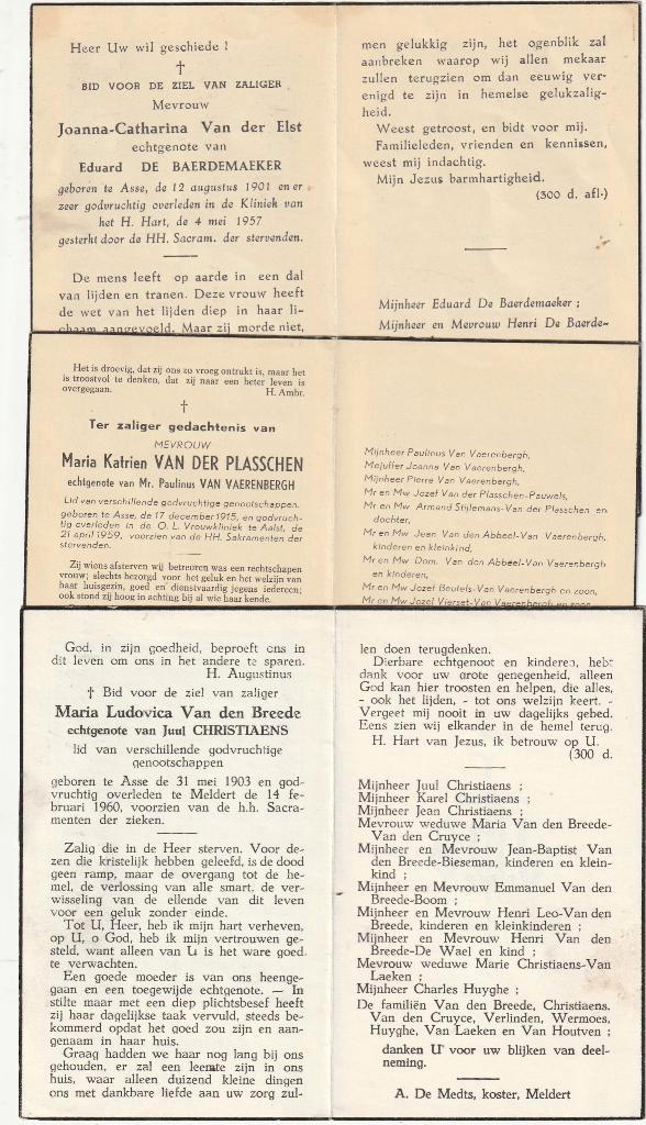 6 B P ASSE  57 - 57 -58 - 59 -60 - 60, Verzamelen, Bidprentjes en Rouwkaarten, Bidprentje, Ophalen of Verzenden