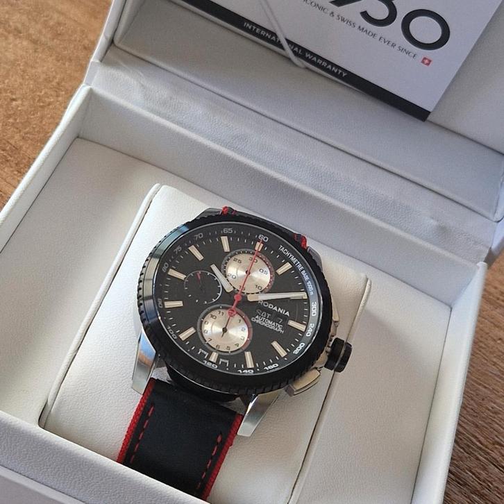 Rodania XSeba automatique., Handtassen en Accessoires, Horloges | Heren, Zo goed als nieuw, Leer, Ophalen
