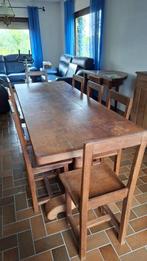 MASSIEF EIKENHOUTEN TAFEL + 8 STOELEN, Ophalen, Gebruikt, Eikenhout, 200 cm of meer