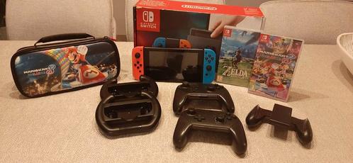 Nintendo switch +2 games +2controllers +hoesje+joycon houder, Games en Spelcomputers, Spelcomputers | Nintendo Switch, Gebruikt