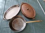 set van 3 koperen pannen, Huis en Inrichting, Ophalen