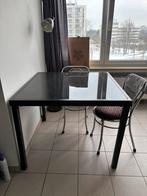 Glazen eettafel met 2 stoelen, Huis en Inrichting, Ophalen, Gebruikt, Vierkant, Glas