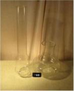 2 Mooie oude Glazen Lampenkappen / Olielampkolven, Huis en Inrichting, Lampen | Lampenkappen, Ophalen of Verzenden, Zo goed als nieuw