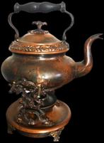 Antieke Vintage Theepot Op Koperen Kachel Stand Smeedijzer, Antiek en Kunst, Antiek | Brons en Koper, Verzenden, Koper