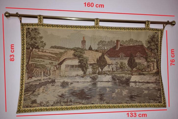 Vintage wandtapijt — landelijk tafereel, Antiek en Kunst, Antiek | Tapijten, Tafelkleden en Textiel, Ophalen