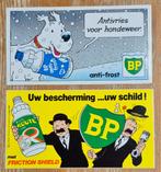 Kuifje reeks van 2 stickers BP 1985 Hergé, Verzamelen, Ophalen of Verzenden, Kuifje, Zo goed als nieuw, Plaatje, Poster of Sticker