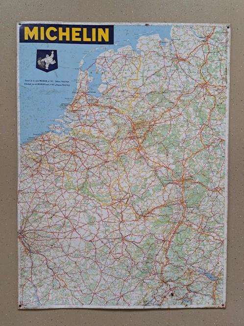 Vintage Metalen Uittreksel Michelin Wegenkaart N987 1964/65, Verzamelen, Merken en Reclamevoorwerpen, Gebruikt, Reclamebord, Ophalen