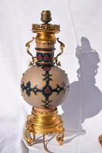 lampe de table antiquité bronze doré et céramique, Bronze, Enlèvement