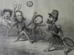 satirische litho Cham Tennis Séance du jeu de Paume de 1848, Ophalen of Verzenden