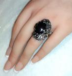 Ring gothic statement met zwarte steen, Bijoux, Sacs & Beauté, Bagues, Neuf, Femme ou Homme, Avec strass, Noir