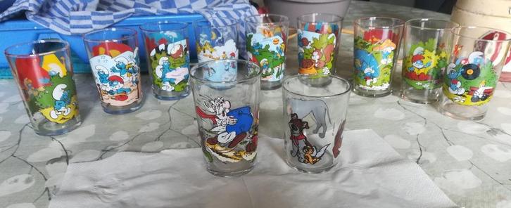 9 glazen uit de Amora mustard collectie en andere, Verzamelen, Complete verzamelingen en Collecties, Ophalen