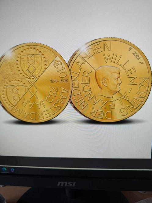 Amsterdam 750 jaar goud, Postzegels en Munten, Munten | Europa | Niet-Euromunten, Losse munt, Overige landen, Goud, Ophalen of Verzenden