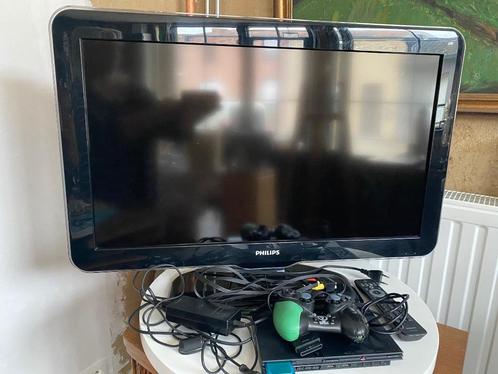 Playstation2 met Tv, Games en Spelcomputers, Spelcomputers | Sony PlayStation 2, Gebruikt, Slim, Zwart, Met 1 controller, Met games