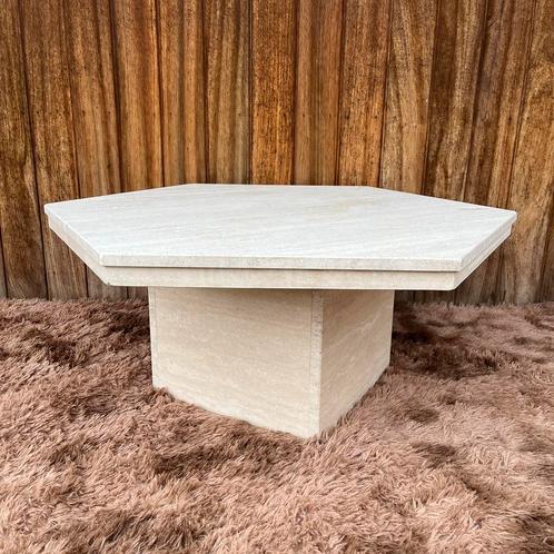 Travertin - Salontafel, Antiek en Kunst, Antiek | Meubels | Tafels, Ophalen of Verzenden