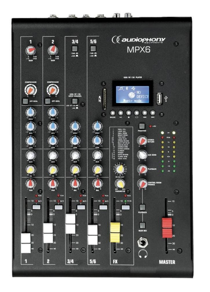 MPX6 AUDIOPHONY mengpaneel, Muziek en Instrumenten, Mengpanelen, Nieuw, 5 tot 10 kanalen, Microfooningang, Ophalen