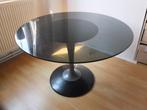 Smoked Black Lucite Tulip Base table 1970, Huis en Inrichting, 100 tot 150 cm, Rond, Glas, Zo goed als nieuw