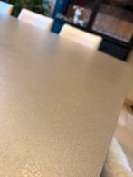 Bruine keramische tafel met alluminium poten + stoelen, Huis en Inrichting, Tafels | Eettafels, Ophalen, Overige materialen, Gebruikt