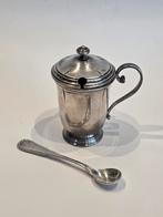 Zilveren mosterdpot met lepel, Ophalen of Verzenden, Zilver