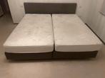 Boxspring 200x200 cm incl. 2 matrassen en hoofdbord, Ophalen, Gebruikt, Bruin, Tweepersoons
