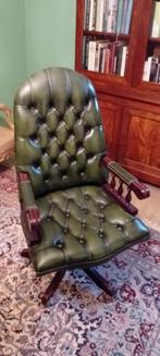 Chaise de bureau Chesterfield en cuir vert, Maison & Meubles, Chaises de bureau, Comme neuf, Vert, Chaise de bureau, Enlèvement ou Envoi