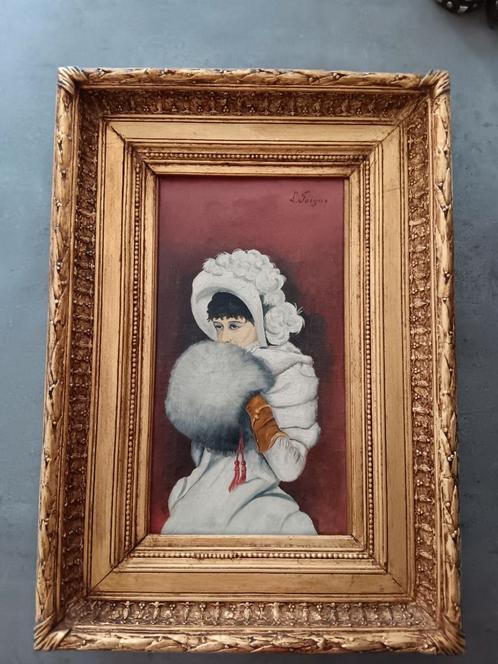 Charmant oud schilderij L.Foigne, Antiek en Kunst, Kunst | Schilderijen | Klassiek, Ophalen of Verzenden