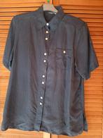 Marineblauw shirt met korte mouwen van 100% zijde - T 40, Ophalen, Gedragen, Maat 38/40 (M), Blauw