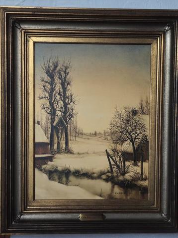 Paysage enneigé Peinture à l'huile Emiel De Cooman, Enlèvement