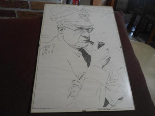 Originele tekening van Bruno Marchand. Onder glas uit 1985., Boeken, Stripverhalen, Gelezen, Eén stripboek, Ophalen of Verzenden
