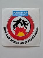Autocollant vintage - Handicap International - Non aux Mines, Comme neuf, Enlèvement ou Envoi, Société ou Association