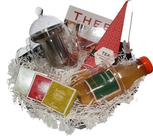 thee pakket met felicitatie etiket, Hobby en Vrije tijd, Feestartikelen, Nieuw, Verzenden