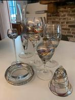 Decoratieve handgeschilderde set glazen., Ophalen of Verzenden