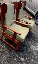 Paire de fauteuils à oreilles motif pois de couleur vert, Maison & Meubles, Enlèvement