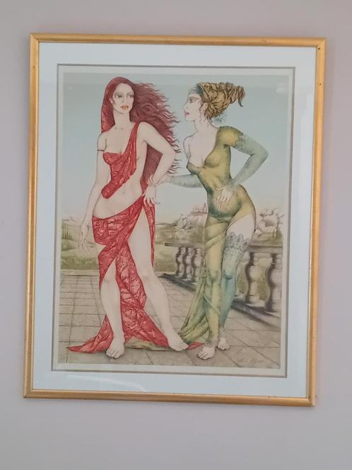Grote lithografie Sophie Busson, Antiek en Kunst, Kunst | Litho's en Zeefdrukken, Ophalen