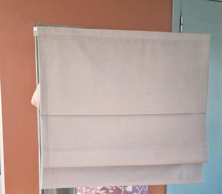 Vouwgordijn met kettingsysteem. Gevoerd. Kleur taupe., Huis en Inrichting, Stoffering | Gordijnen en Lamellen, Ophalen