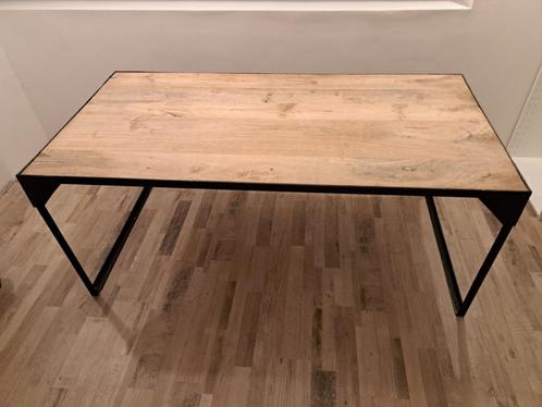 Eettafel hout in metalen frame, Maison & Meubles, Tables | Tables à manger, Utilisé, 50 à 100 cm, 150 à 200 cm, Cinq personnes ou plus