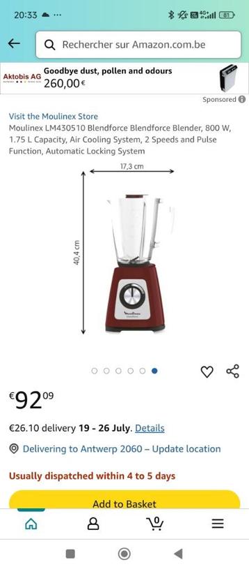 Blender, mixeur de marque Moulinex en boîte jamais servi mod, Enlèvement, Neuf, Mélangeur de puissance