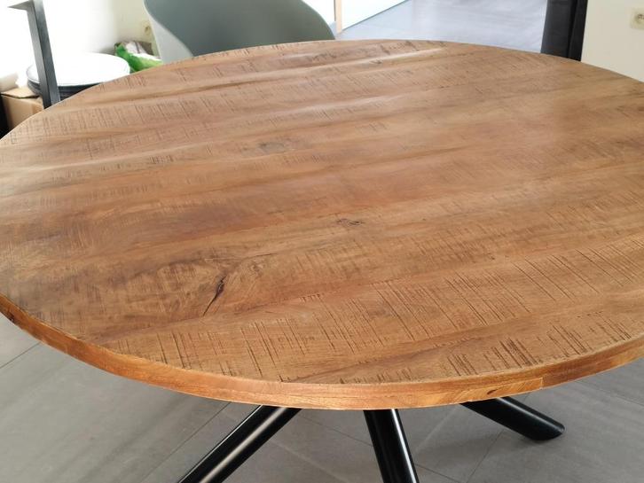 Tafel, Huis en Inrichting, Tafels | Eettafels, Gebruikt, 100 tot 150 cm, 100 tot 150 cm, Vijf personen of meer, Rond, Teakhout