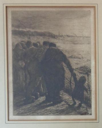 EUGENE LAERMANS / LE SOIR / ZW-W ETS / 50x42cm / KADER 1891 beschikbaar voor biedingen