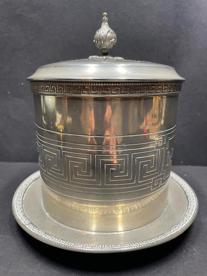 Antieke James Dixon & Sons biscuit barrel ca.1890–1910, Antiek en Kunst, Antiek | Zilver en Goud, Zilver, Ophalen of Verzenden