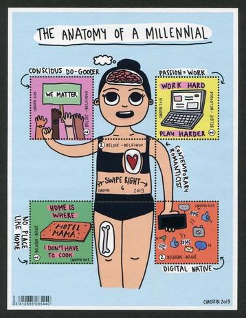 BL280 Postzegels The anatomy of a millennial beschikbaar voor biedingen